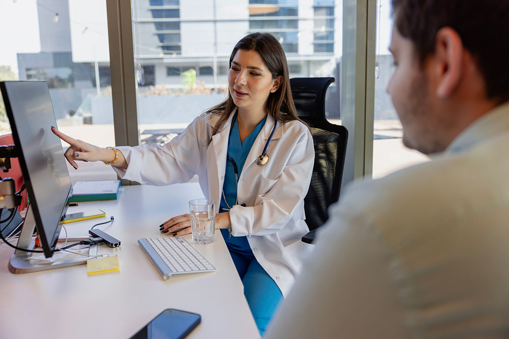 a doctor and patient discussing obesity